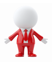 3D Character in Red Suit with White Head Ideal for Business or Presentation Concepts png