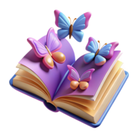 beautiful classic An open book with pages that transform into butterflies, professional png