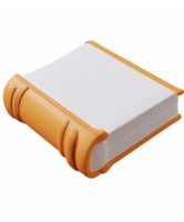 3D Orange Bound Book with Empty Pages for Education Publishing and Reading Applications png