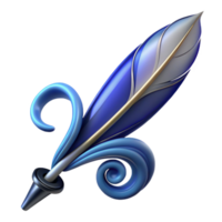 wonderful minimalist A single feather pen with ink trailing off into swirling patterns, detailed png