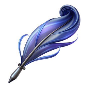 impressive abstract A single feather pen with ink trailing off into swirling patterns, high quality png