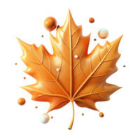 vibrant abstract Orange Maple Leaf with Veins Isolated on White premium png