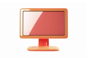 Vibrant Retro Computer Monitor with Orange Frame and Screen Display for Digital Projects png