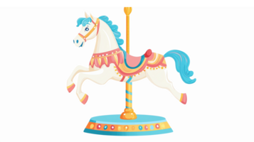 Vintage Carousel Horse Illustration with Colorful Details for Childrens Designs and Projects png