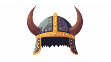 Viking Helmet Illustration with Horns and Metallic Detailing for Historical Themed Designs png