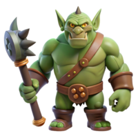 beautiful rustic A fierce ogre, large club, tusks protruding high quality png