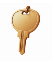 Golden Key with Transparent Background for Secure Home and Office Access png