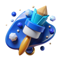 extraordinary creative Paintbrush with Blue Paint Transparent Element detailed png