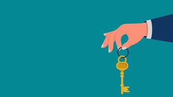 Animation of a hand carrying a key as a symbol of achieving success in becoming an entrepreneur video