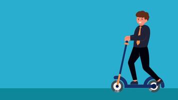 Animated Footage of Business, Entrepreneurs, Career, and Challenges for Success, Concept of Character Riding a Scooter as a symbol of Business Success video