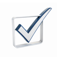 3D Check Mark in a Square Shape for Approval Confirmation and Success Symbol png