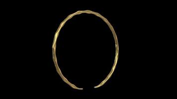 Golden Bangle Rotating on a Transparent Background. Seamless Loop. 4K video