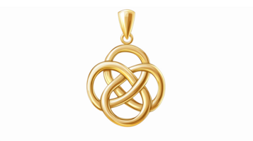 Golden Infinity Knot Pendant Design with Elegant Curves and Detailed Tangles for Jewelry Showcase png