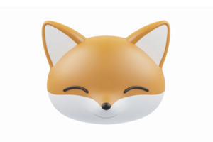 mignonne souriant Renard emoji personnage avec une transparent Contexte pour amusement et espiègle dessins png