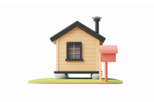 Charming Cottage with Mailbox on Green Patch of Grass in Transparent Background png