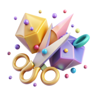 impressive creative Pair of Scissors Side View with Metallic Sheen Isolated high quality png