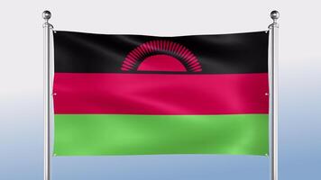 Malawi Flag Hangs On The Pole On Both Sides video