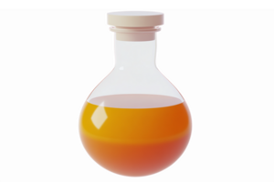 Transparent Laboratory Flask with Orange Liquid for Science Experiments or Chemistry Projects png