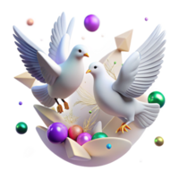 stunning abstract Pair of White Dove Birds in Flight Isolated Element png