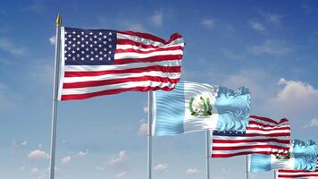 A Row Of United States And Guatemala Flags video