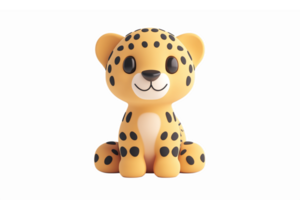 Cute Cartoon Leopard Character Design with Playful Expression and Simplistic Features png