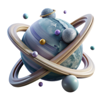serene abstract Planet with Rings and Shepherd Moons Cutout Isolated png