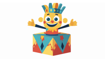 Colorful Jack in the Box Toy Character with Cheerful Expression and Open Arms png