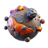 serene classic Planet with Volcanic Activity Cutout Isolated Element premium png