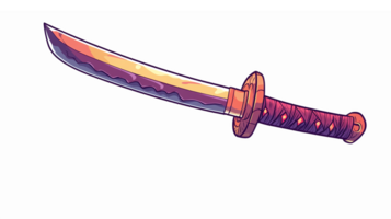 vistoso dibujos animados samurai espada con agudo espada y detallado encargarse de diseño en transparente antecedentes png