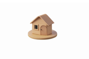 Wooden House Model on Round Base Ideal for Home Decor and Educational Use png