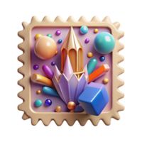 extraordinary abstract Postage Stamp Cutout with Colorful Design high quality png