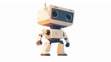 Cute Cartoon Robot Character with Friendly Expression and Playful Design for Childrens Projects png