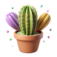 elegant abstract Potted Cactus with Spines Side Angle Cutout Isolated detailed png
