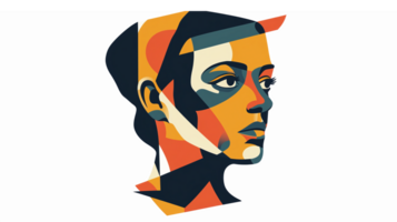 Abstract Portrait of a Woman in Bold Colors with Geometric Shapes and Transparent Background png