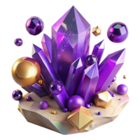 beautiful abstract Purple Amethyst Healing Crystal Cluster Transparent Background high quality png