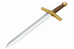 Realistic Dagger with Golden Hilt and Sharp Blade for Medieval Fantasy Illustrations png