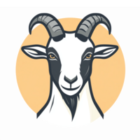 Realistic Illustration of a Goat Head with Distinctive Horns on a Warm Circular Background png