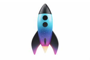 Colorful Rocket with Gradient Design and Transparent Background for Modern Illustrations png