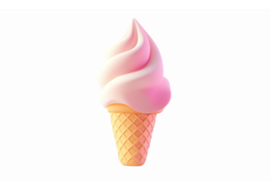 Delicious Soft Serve Ice Cream Cone with Swirled Toppings and Waffle Cone Base png