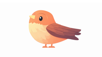 Charming Cartoon Bird Character in Soft Orange Tones with Transparent Background for Design png