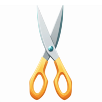 Colorful Cartoon Scissors with Orange Handles and Sharp Blades for Crafting and Educational Use png