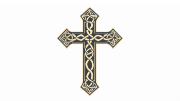 Intricate Celtic Cross Design with Decorative Knot Patterns on Transparent Background png