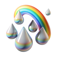 dramatic abstract Rain Drops with Rainbow Reflection Transparent Background exclusive png