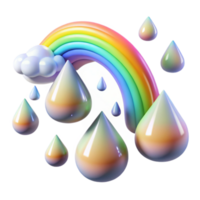 serene creative Rain Drops with Rainbow Reflection Transparent Background high resolution png