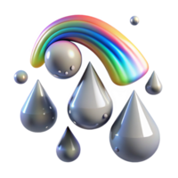 impressive vintage Rain Drops with Rainbow Reflection Transparent Background authentic png