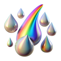 elegant vintage Rain Drops with Rainbow Reflection Transparent Background png
