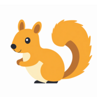 Cute Cartoon Squirrel Character with Bushy Tail Sitting Playfully on a Transparent Background png