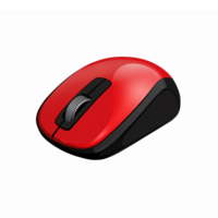 Red Wireless Computer Mouse with Ergonomic Design and Smooth Scroll Wheel for Home Office Use png