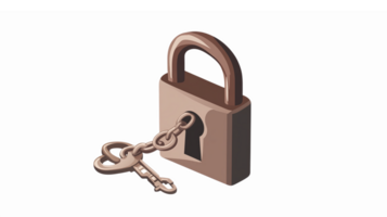 3D Lock and Key Illustration Representing Security Protection and Access Control Concepts png