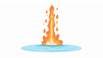 Dynamic Eruption of Flames and Water Splashing with Vibrant Orange and Blue Colors png